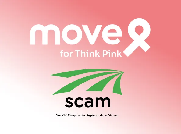 fond rose logo move pour l'asbl Think Pink et logo Scam